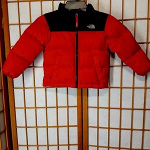 Boys North Face Red and Black Puffer Jacket